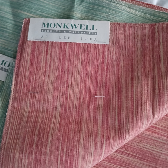 9 piece Monkwell Lee Jofa 12"x12 plain Strie fabric remnants Jade Rose Blue - Picture 6 of 7